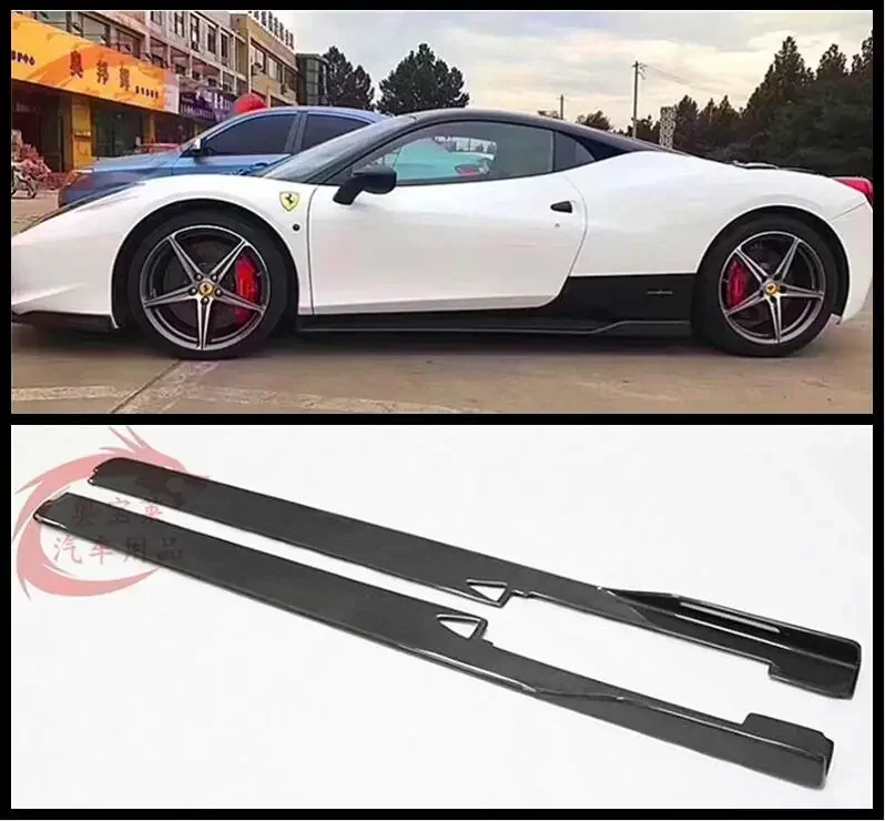 Real Carbon Fiber Side Extension Body Skirts Kit Lip Cover For Ferrari 458 2011 2012 2013 2014 Veloce Style