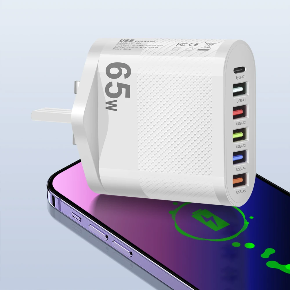 3.1A 5Ports USB Charger PD Charging Adapter For Xiaomi iPhone 13 Samsung Mobile Phone Plug Charging QC 3.0 Wall Charger