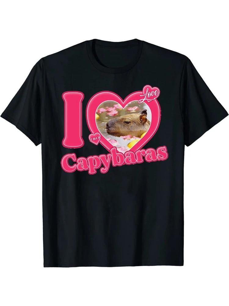 

"I love capybara" men's casual 100% cotton short-sleeved T-shirt men's summer dress.