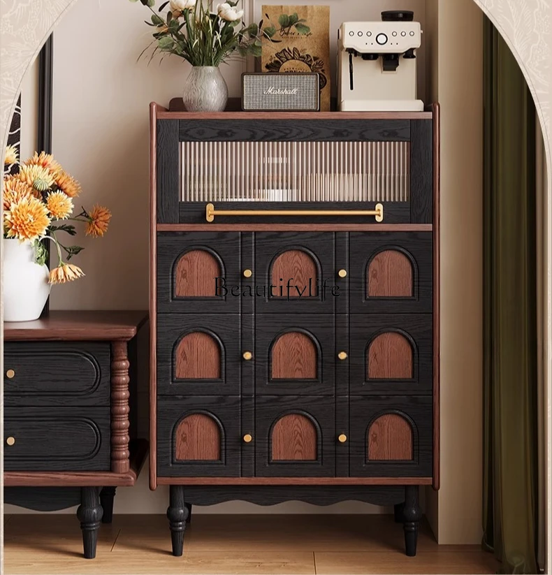 Medieval solid wood chest, bedroom storage, French retro cabinet