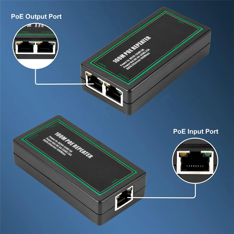 N75R-2 Port POE Extender Poe Extender Ethernet Repeater 100Mbps POE Extend 100 Meters For POE Range IEEE802.3Af/At Standard