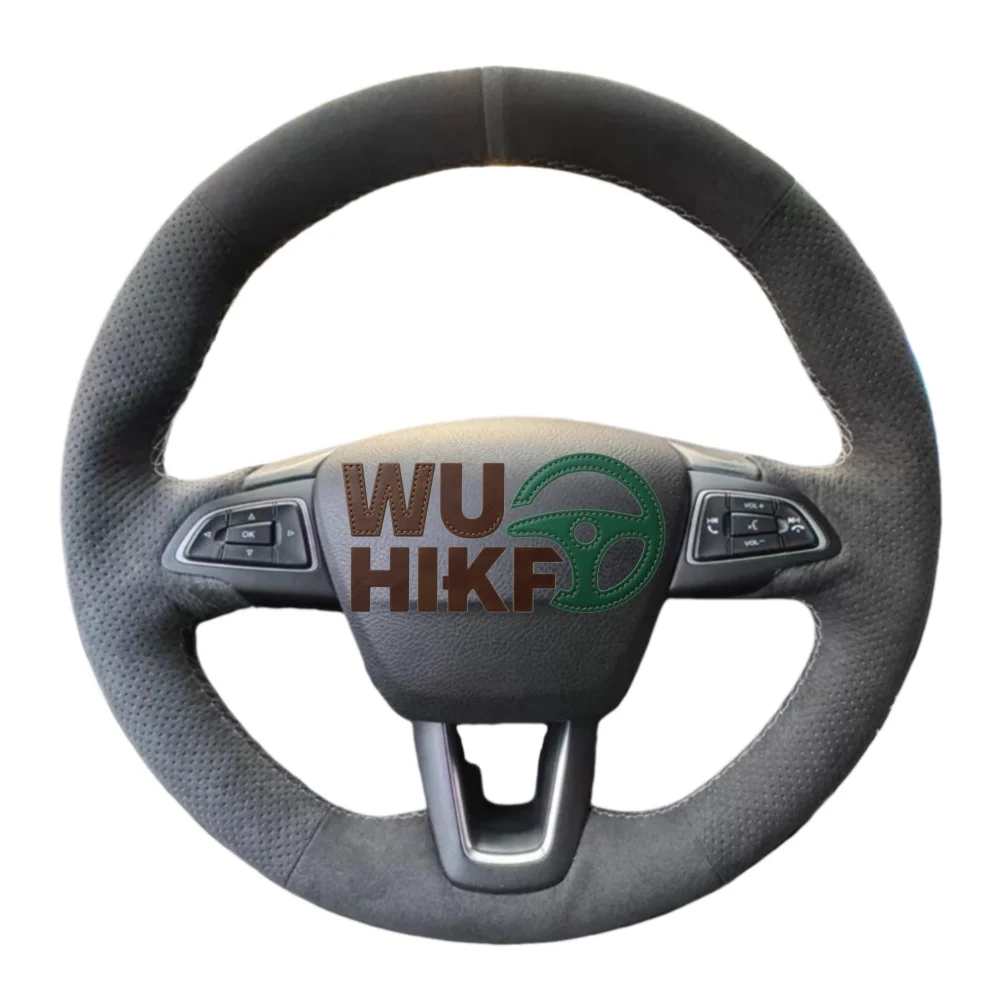 Hand Sewing Suede Car Steering Wheel Cover Focus 3 2015-2018 Escape Ecosport Kuga 2016-2019 Steering Wrap Cover For Ford C-MAX