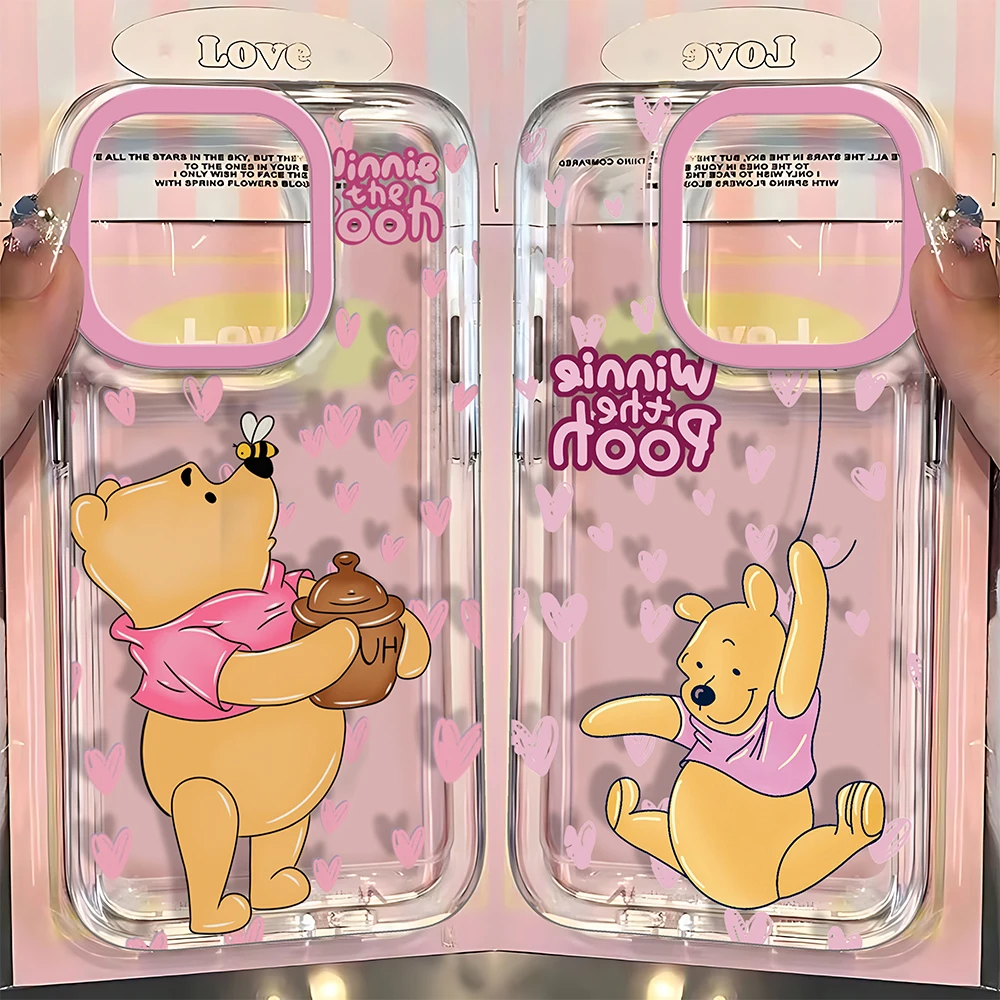 

Pink cute Winnies The Pooh Phone Case For vivo V50 V40 V30e V29e V27 V25 V23 Y28 Y03 Y17s Y100 Y36 Y16 Y75 Y21 Y22S Y35 5G Clear