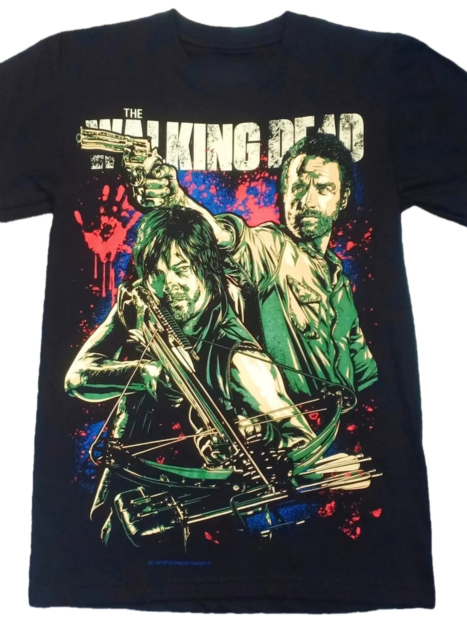 Camiseta masculina unissex The Walking Dead Daryl Rick Grimes programa de TV icônico besta arma gráfica ajuste macio manga curta
