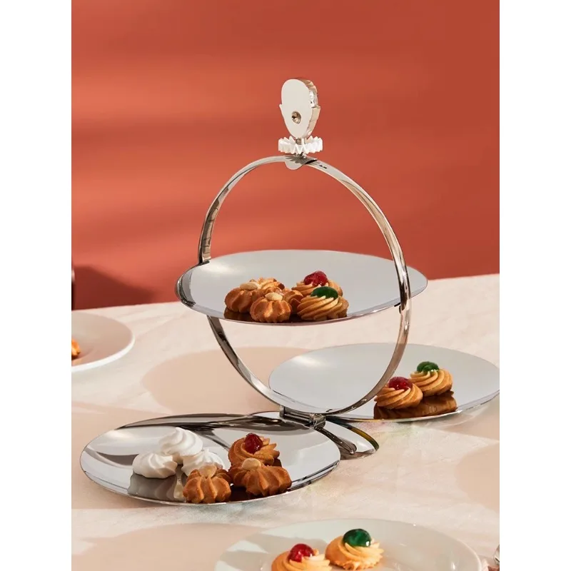 Round Fatty Cake Rack Light Luxury High-end Dessert Rack Dim Sum Plate Exquisite Ornament Gift