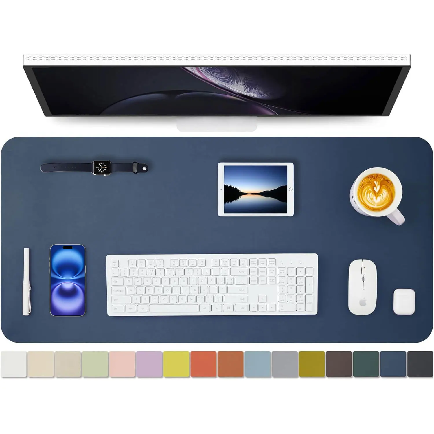 

Leather Desk Mat - Non-Slip PU Desk Pad for Office and Home - Desk Organization and Accessories - Large Mouse Pad and Desk Mat