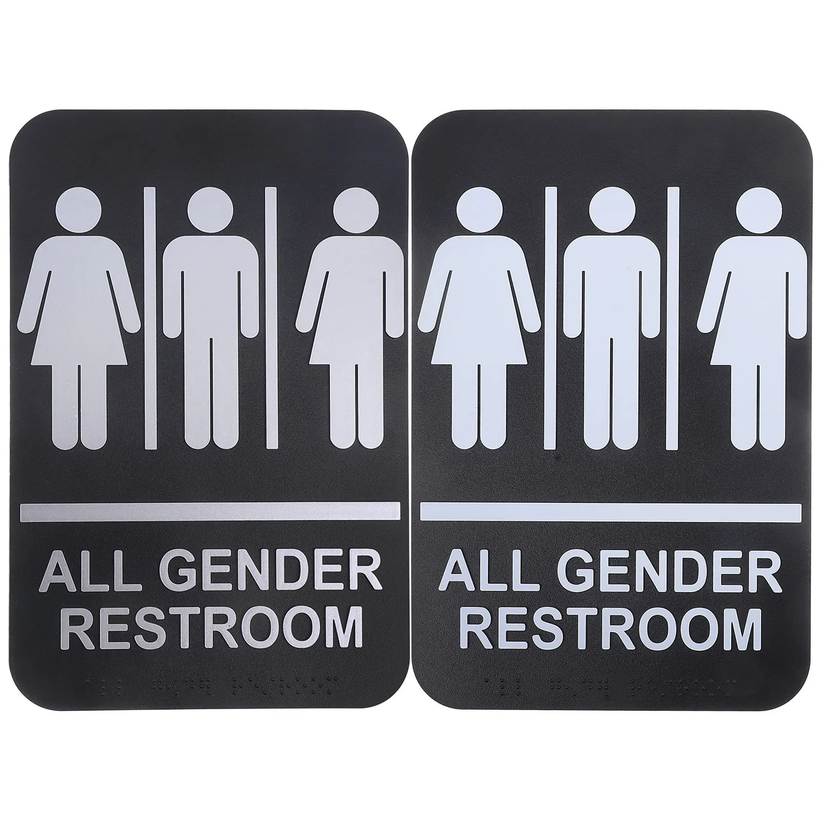

2Pcs Braille All Gender Bathroom Sign Practical ABS Material Unisex Restroom Sign Adhesive Convenient Gender Neutral Bathroom
