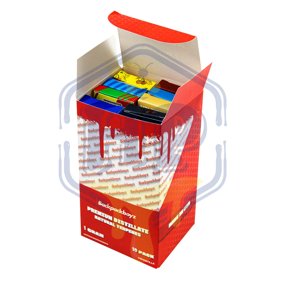 Empty Cartridge Storage Backpackboyz Red Opp Pouches Mylar Bags Colorful Tank Paper Packaging Big Display Box Customize