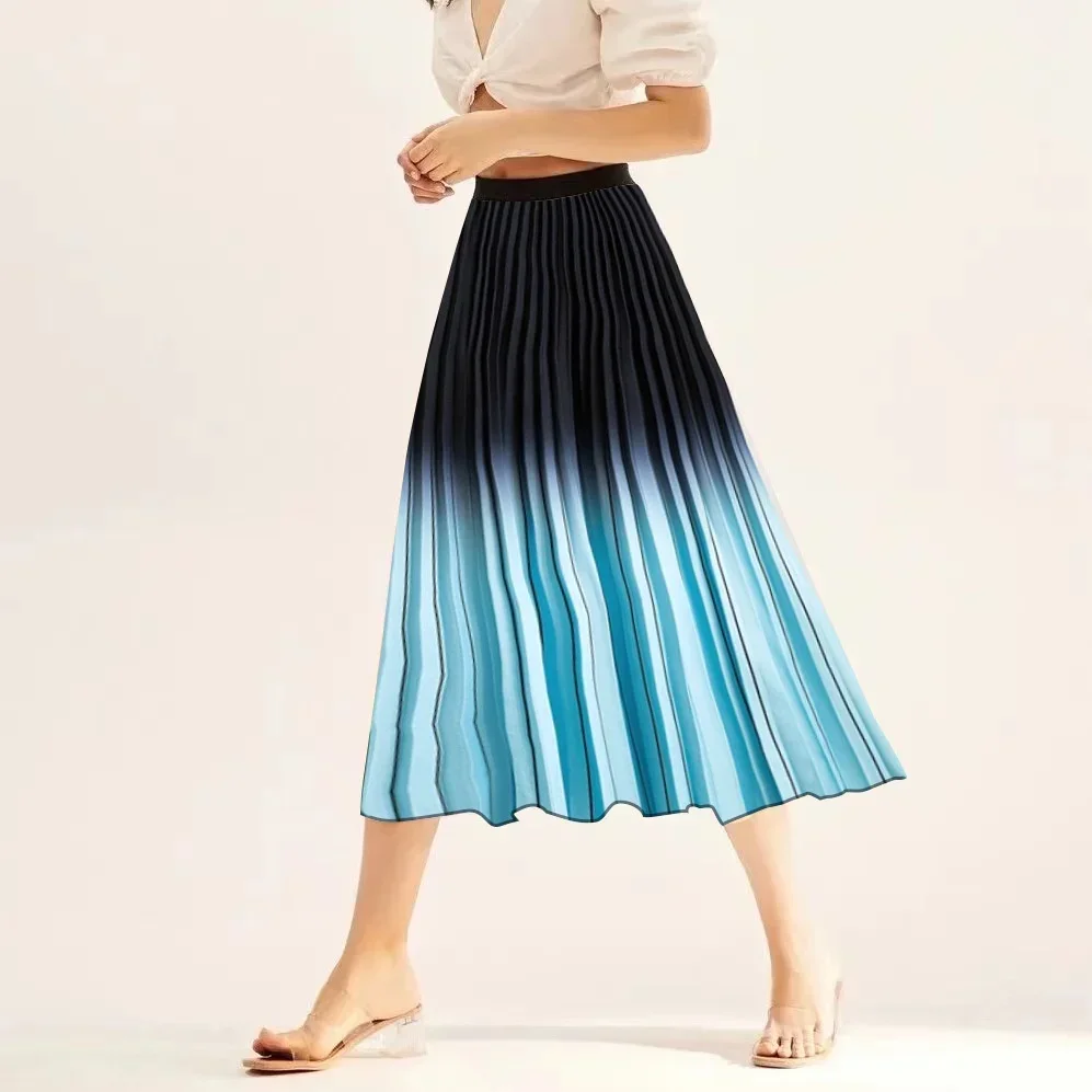 Summer New Sweet and Simple Gradient Refreshing European Half Skirt and Pleated Skirt Series