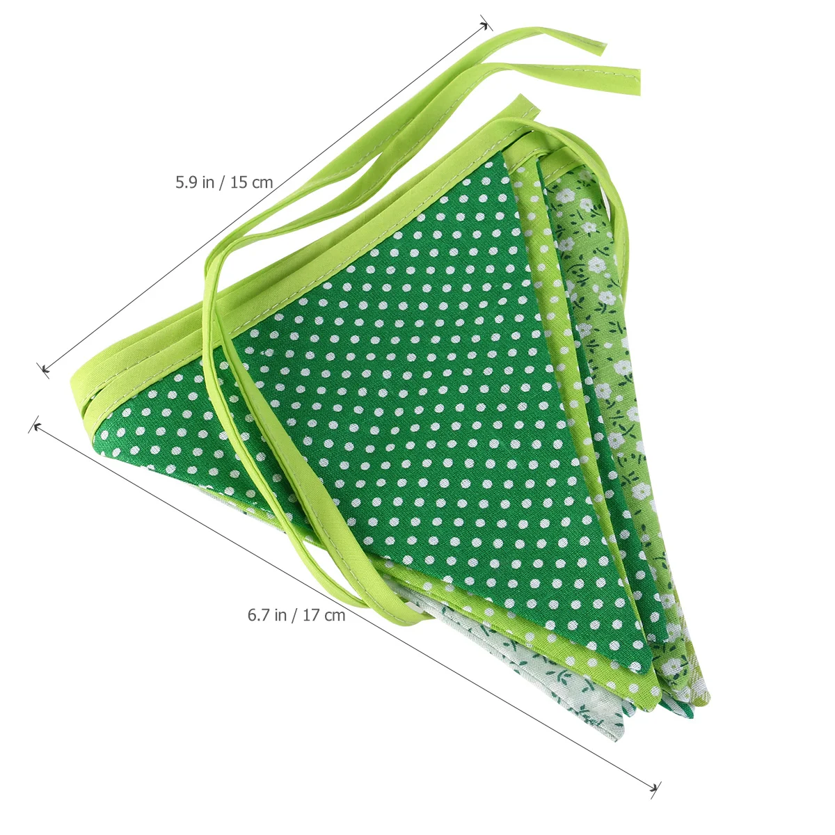 

12Pcs Green Triangle Flags Vintage Cotton Bunting Banner Double Sided Pennant Garland for Wedding Baby Shower Birthday Nursery