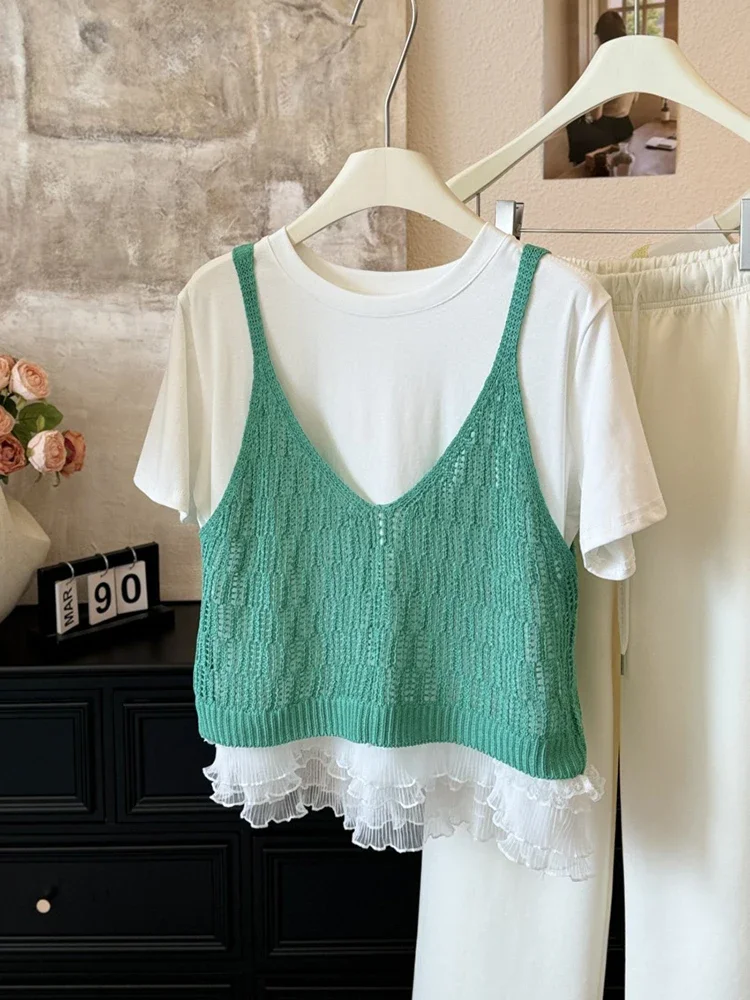 

Simple Solid Color T-shirt For Women 2025 Spring Summer New Fashion T-shirts Casual Versatile Short-sleeved Tops