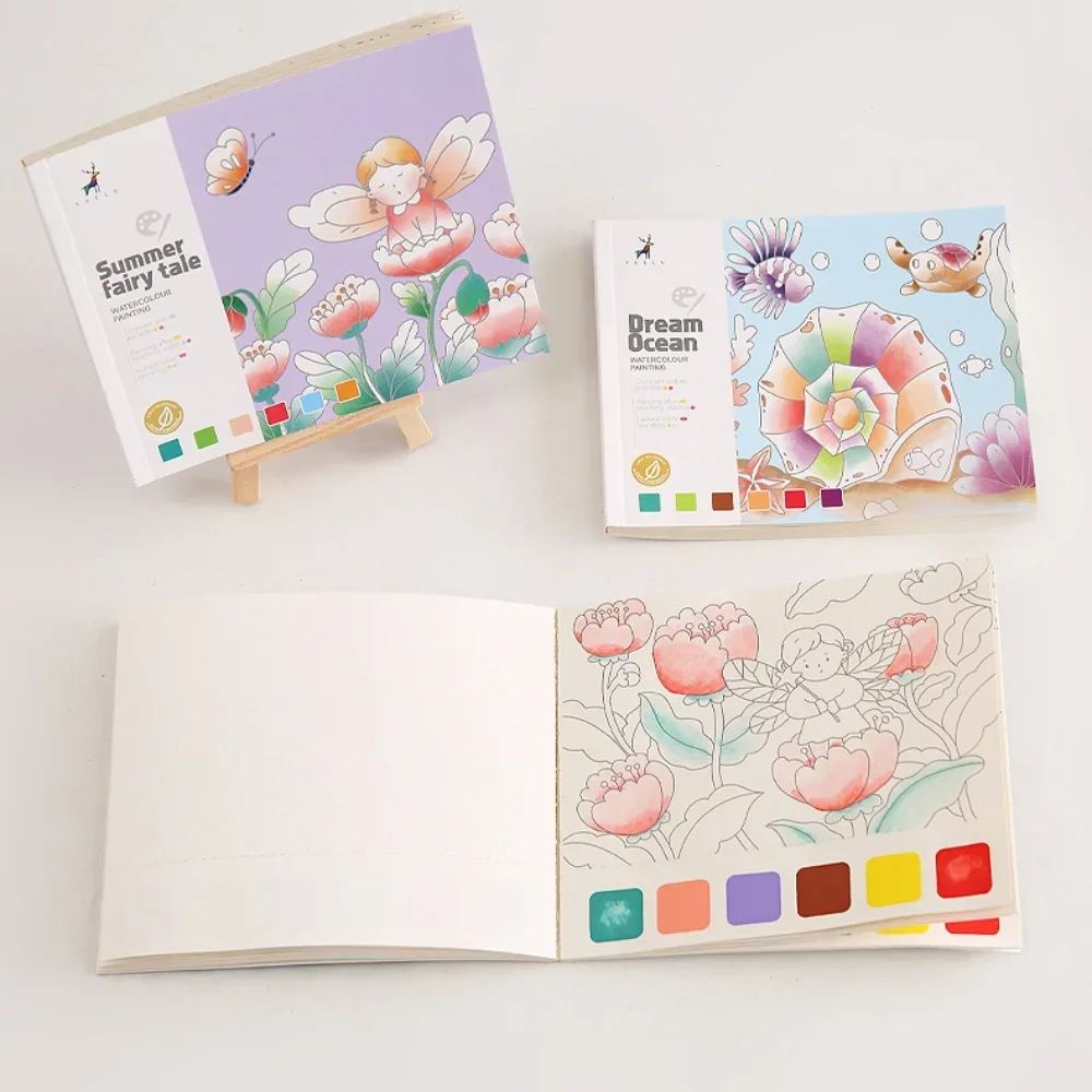 Livre de peinture d'interconnexion créatif pour enfants, jouets de bricolage, image de dessin, conte nickel é, animaux, fleurs, gouache, graffiti, 20 feuilles