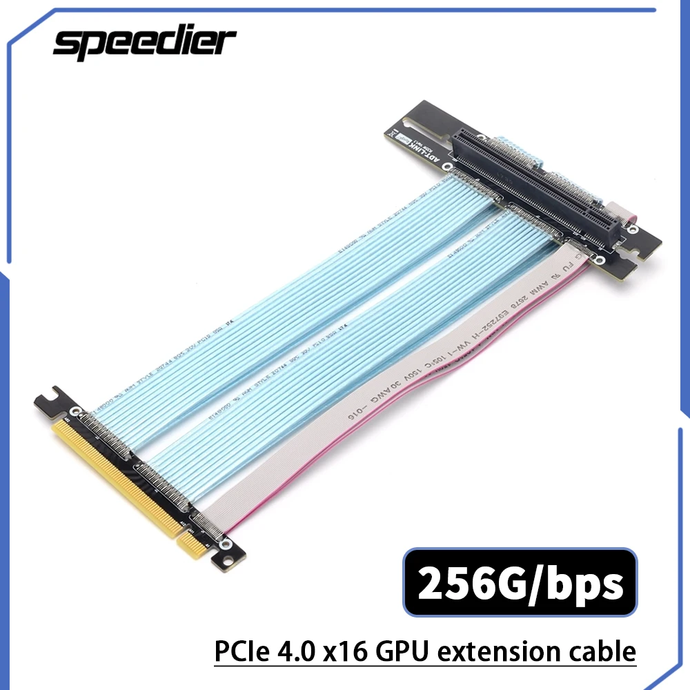 Riser PCIe 4.0 X16 Riser Cable Shielded Extreme High-Speed Vertical Mount PCI Express Gen4 Flat Extension Cable For ATX Chassis