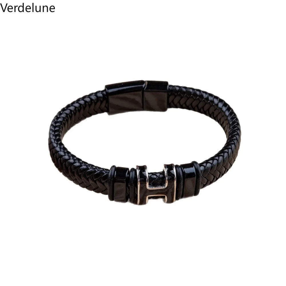 سوار حرف H للرجال بمشبك مغناطيسي - مجوهرات أولية عصرية وأنيقة