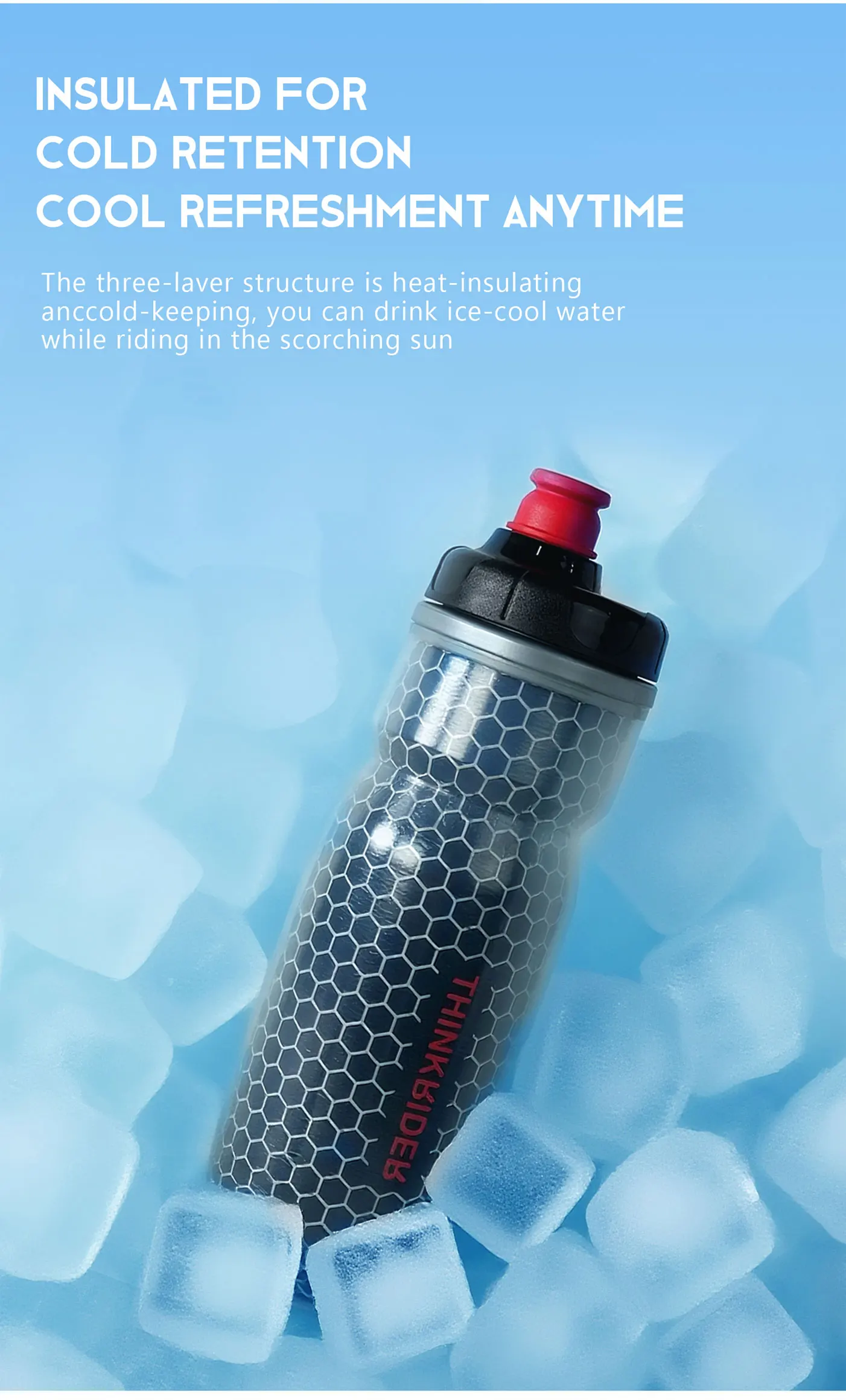 ThinkRider 620ML Cycling Keep Cold Bottle MTB Road Bike Portable Cup Lightweight Outdoor Water Bottle Bike Accessory_maomaolike.com