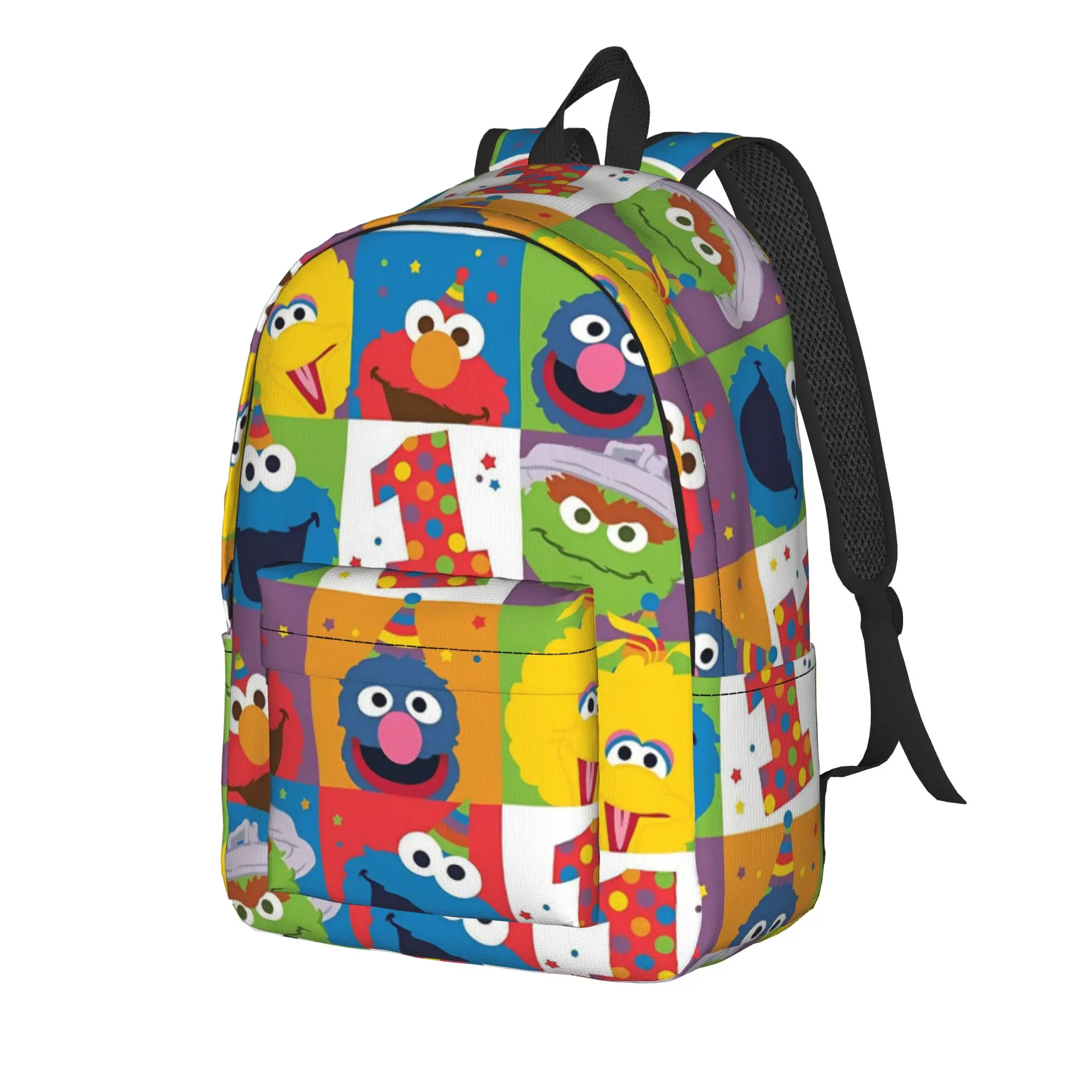 Sesames Streets Backpack for Men Women Teenage Student Hiking Travel Daypack Happy Birthday College Shoulder Bag Outdoor