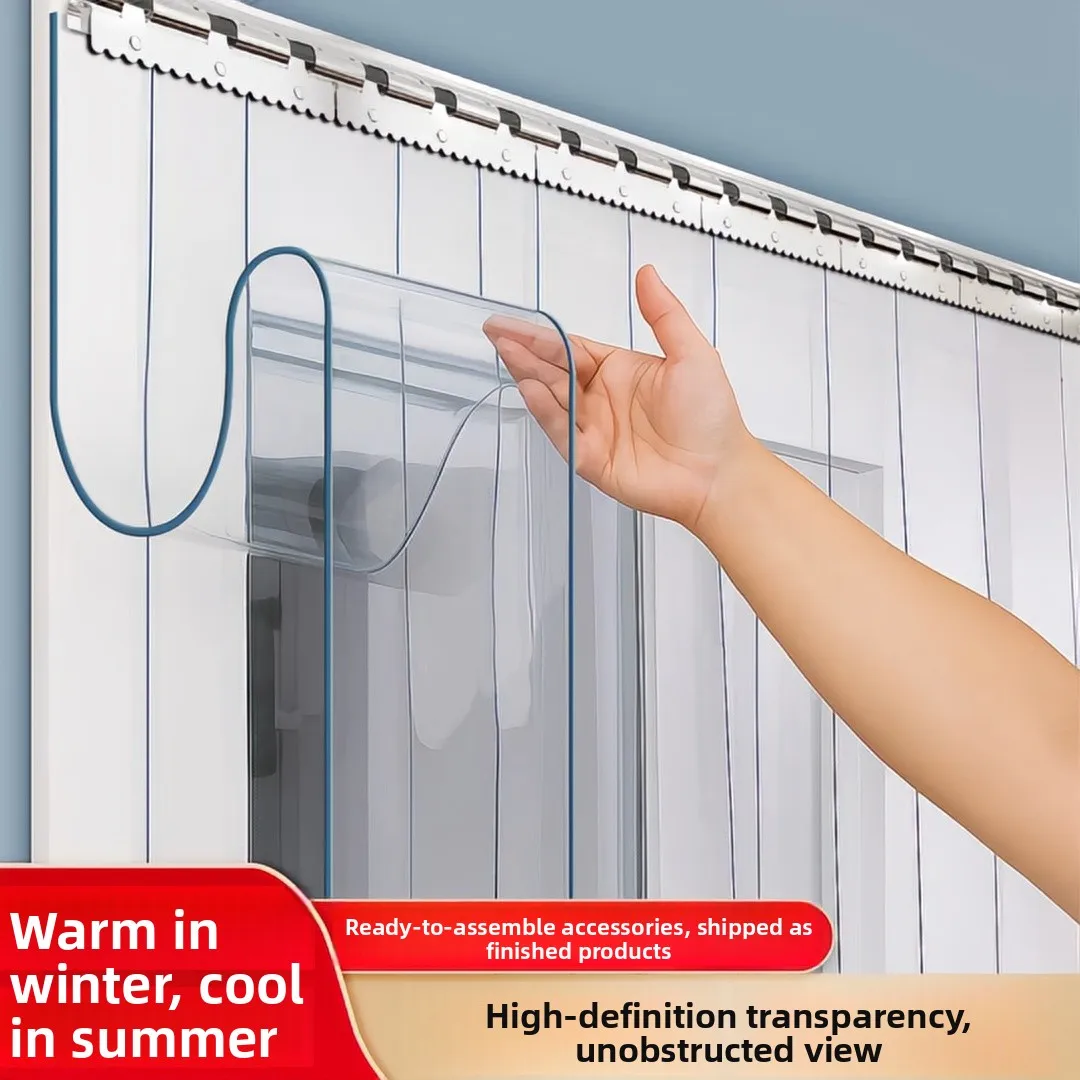 PVC Soft Door Curtain Kitchen Commercial Use Windproof Air Conditioning Cold Proof Summer Mosquito Proof Transparent Plastic