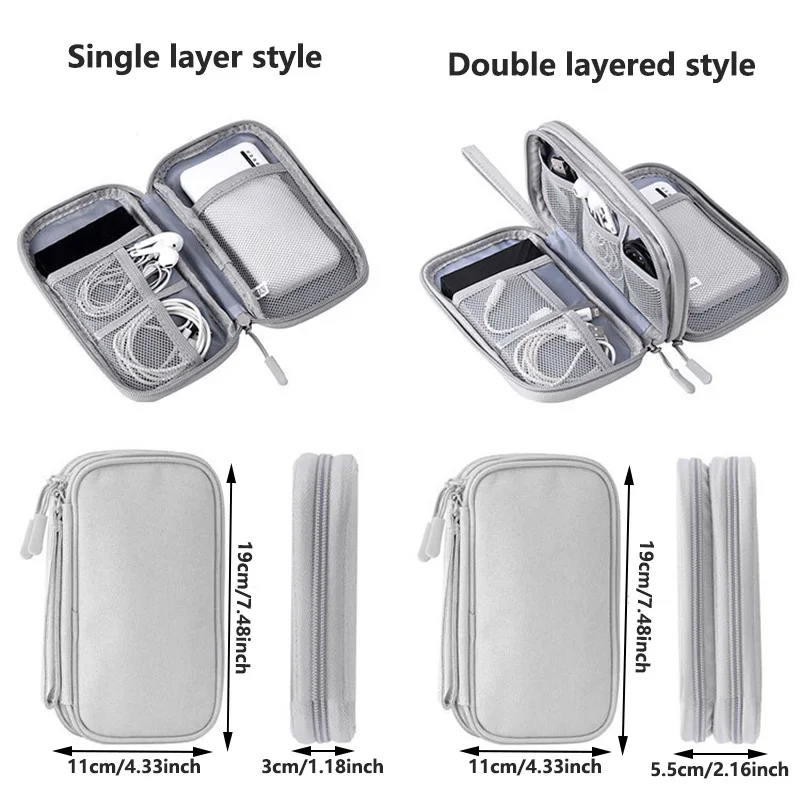 Multi-Color Portable Travel Digital Storage Bag - Electronic Cable Organizer Pouch for Chargers USB Cables Power Banks Earphones view 3