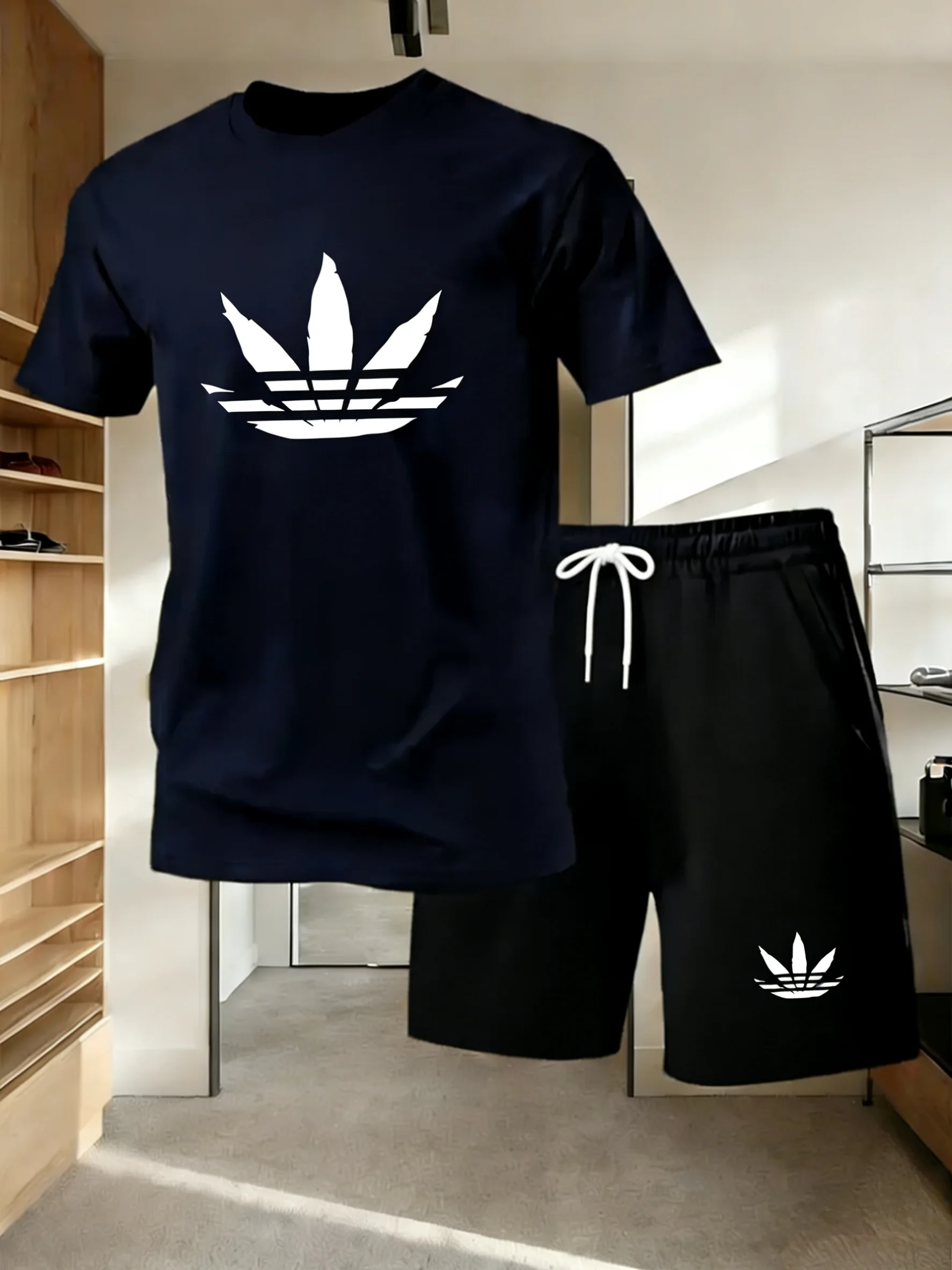 

Men's summer sports short sleeve set, two-piece set, men's summer quick-dry sports set, breathable mesh short sleeve T-shirt and