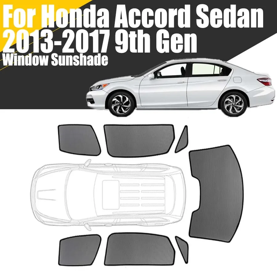 Custom Magnetic Car Window Sunshade For Honda Accord Sedan 9th Generation 2013-2017 Curtain Mesh Front Windshield Frame Curtain