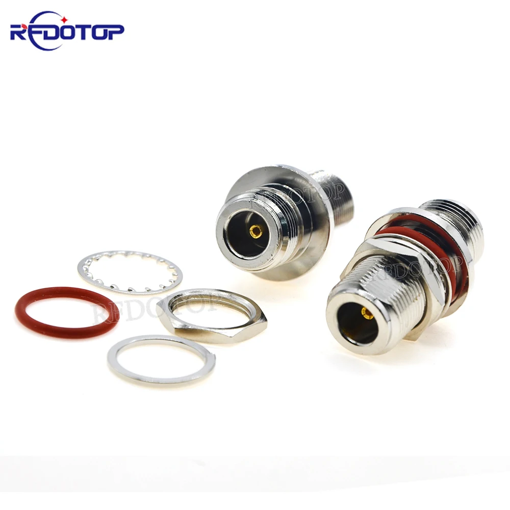 

1Pcs N Female to N Female O-Ring Bulkhead Panel Mount Nut Nickel Plated Brass 50 Ohm RF Coaxial Adapter