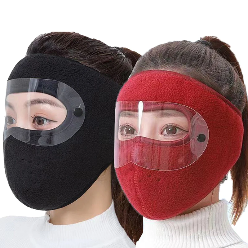 Winddichte Anti-Staub-Vollgesichtsmaske Radfahren Ski Motorrad Atmungsaktive Masken Augenschutz HD Anti-Beschlag-Brille Unisex Winter Warme Mütze