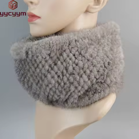New Women Mink Fur Scarves Lady 100%Natural Fur Headband Fashion Knit Ring Scarf Winter Warm Good Elastic Neck Warmer Scarves