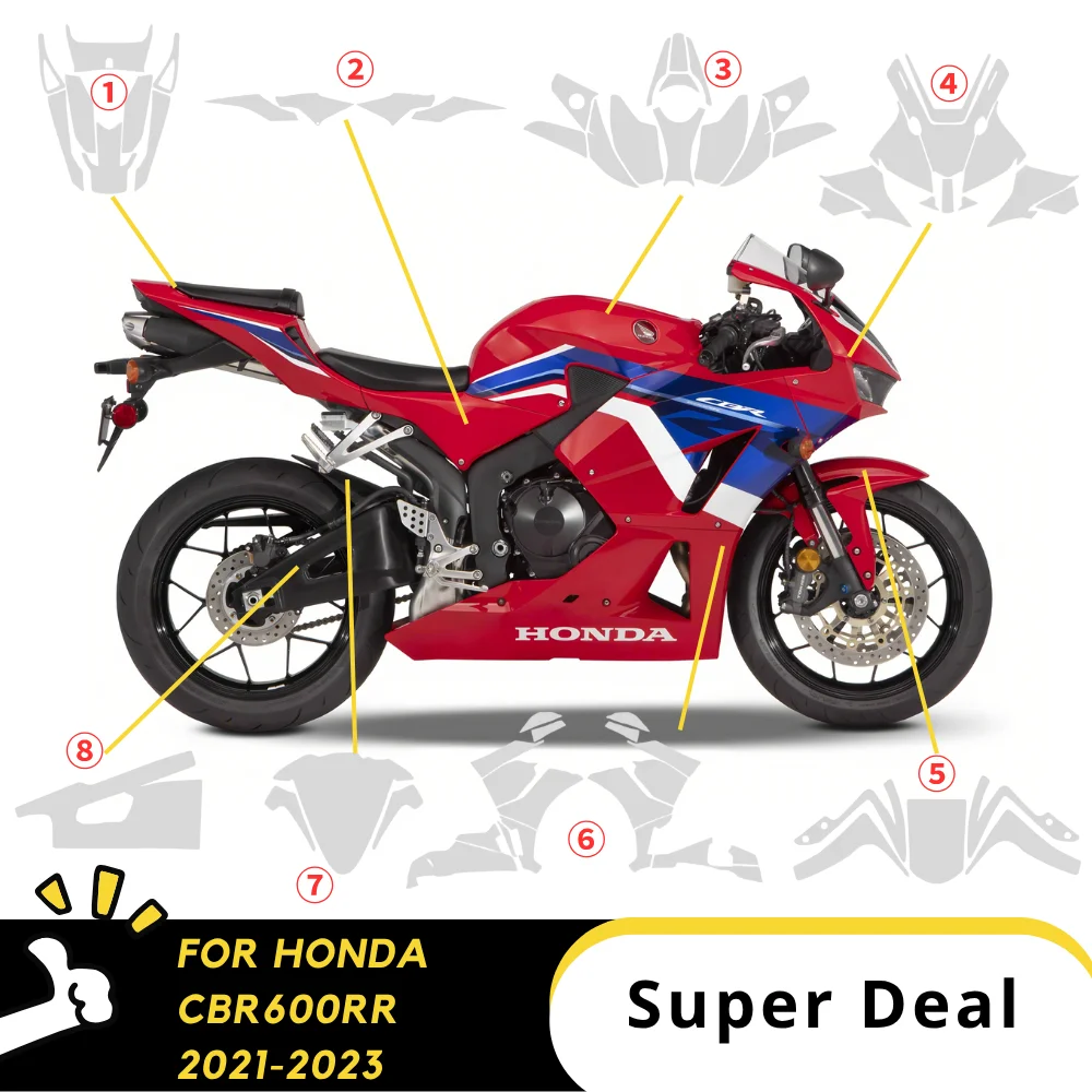 

For HONDA CBR600RR 2021-2023 PPF TPU Protective Film Full Body Paint Protection Scratch Resistant Kit cbr600 rr 2021-2023ppf