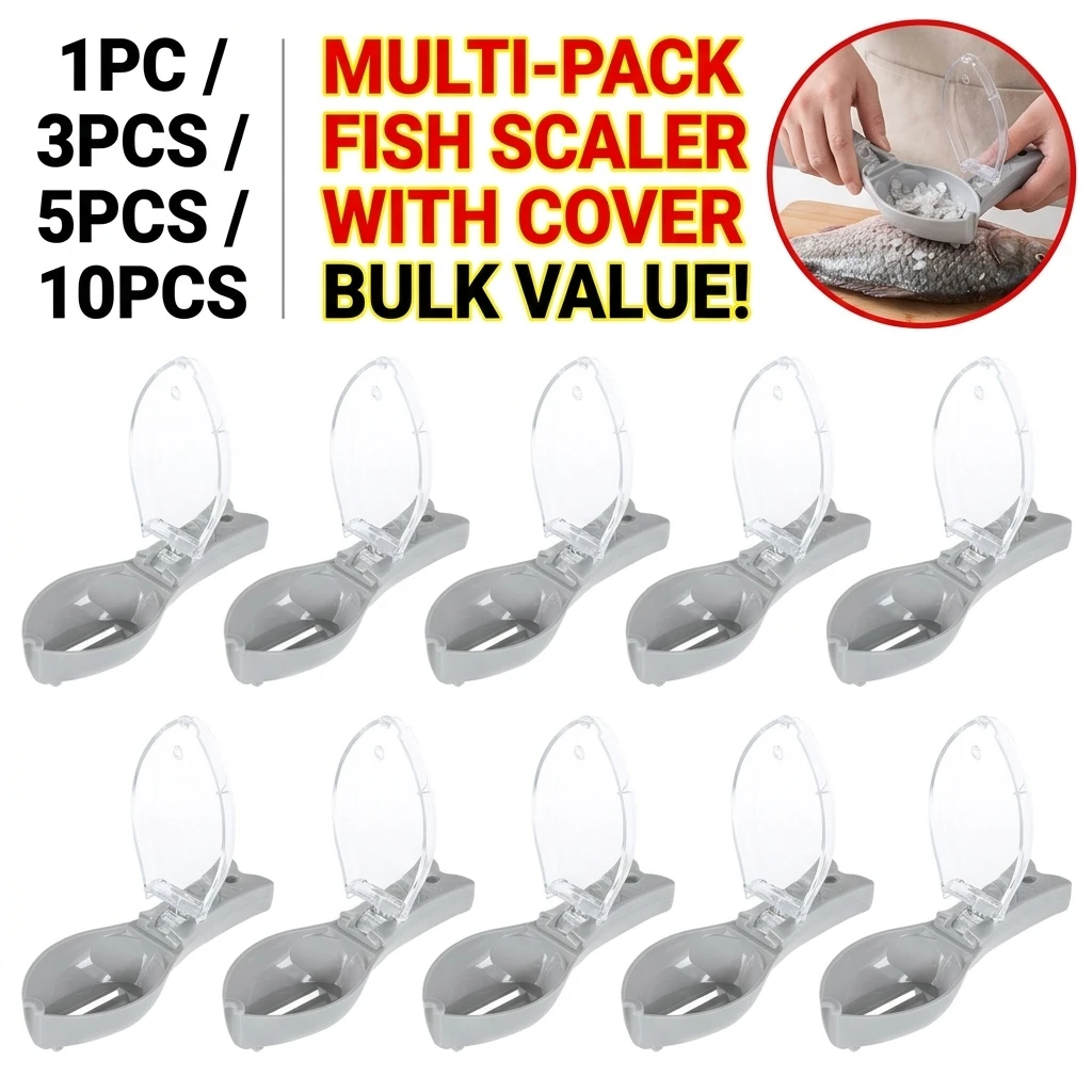 Fish Scales Graters Scraper Fish Cleaning Tool Scraping Scales Device with Cover Home Kitchen Cooking Fish Tool Kitchen Tools