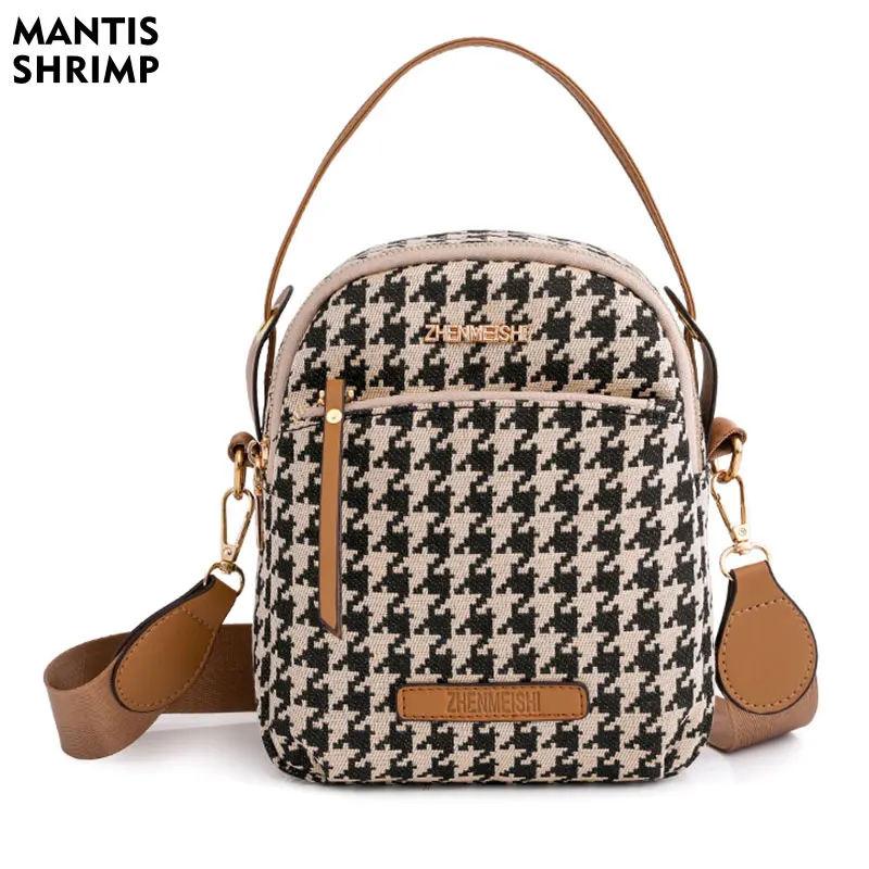 Women Bag Canvas Casual Bag for Woman Houndstooth Shoulder Bag Brand Lady Messenger Designer New Popular Shoulder Crossbody 2023