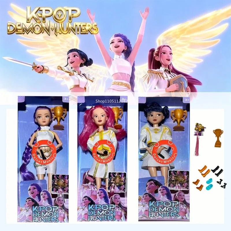 

2026 Hot Shell K-pop Demon Hunters Vinyl Toys Rumi Mira Zoey With Music Christmas Birthday Gift For Girl HUNTR X