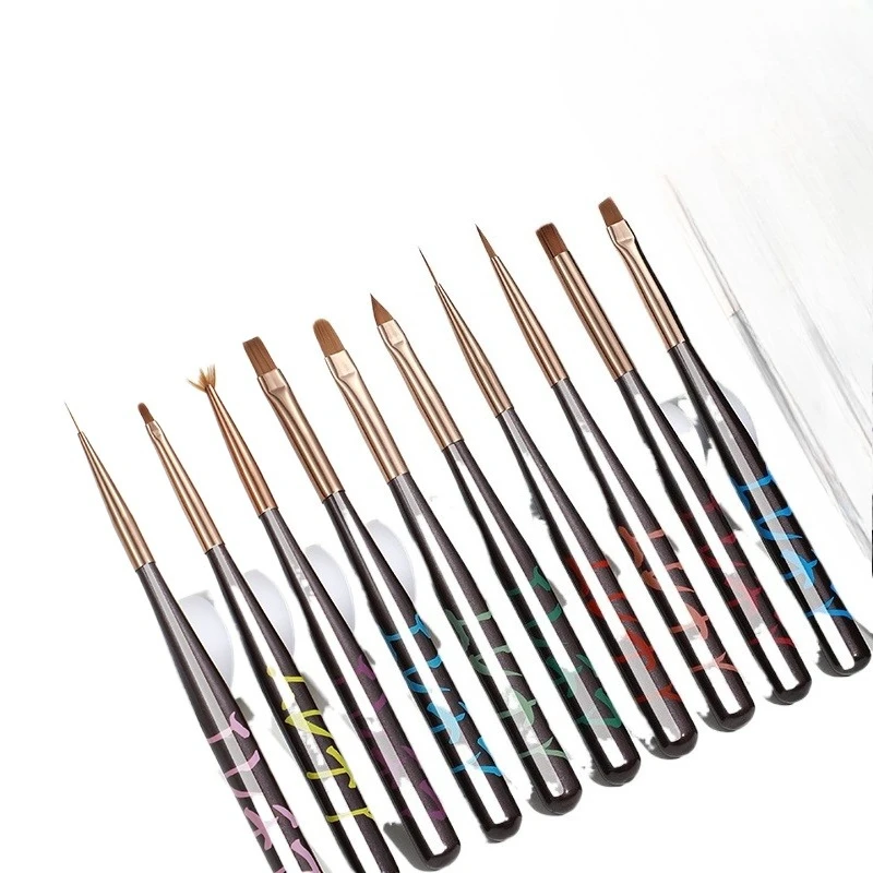 

Mink Nail Art Brush Set Phototherapy Pull Line Canned Glue Pen Painted Round Head French Nail Brush