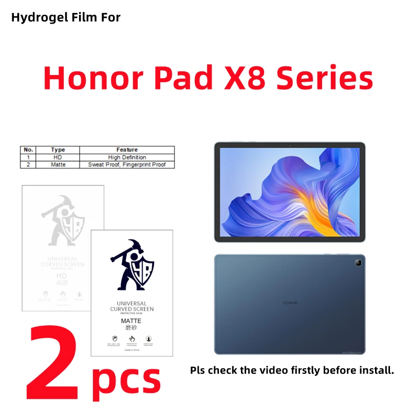 

2pcs Matte Hydrogel Film For Honor Pad X8 Pro HD Screen Protector For Honor Pad X8 Lite/X8a Clear/Frosted Protective Film