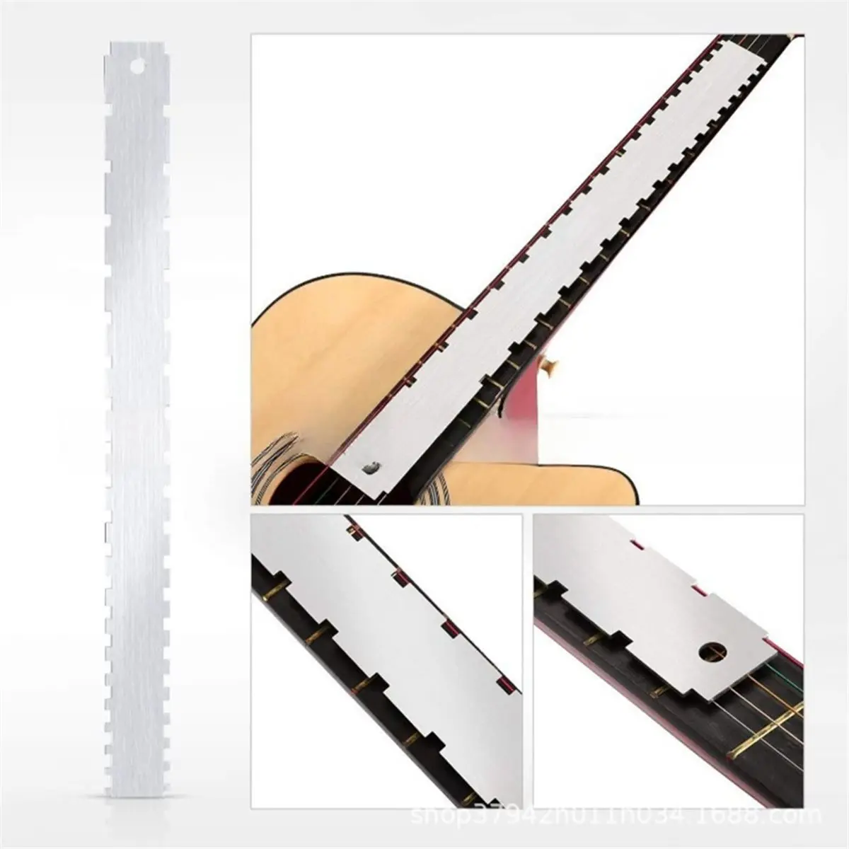 (AD12) 3 in 1 Guitar Neck Notched Straight Edge Ruler Luthiers Tool Double-Sided Notch on the Ruler Measuring Tool