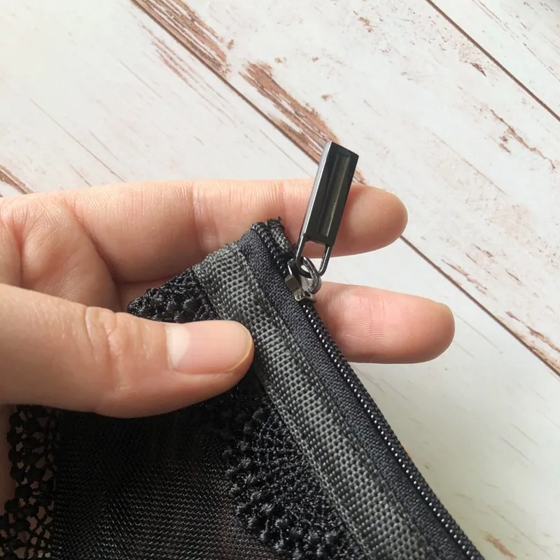 Kosmetiktasche in Slip-Form aus Netzstoff mit Spitzenbesatz, Transparente Mini-Reißverschlusstasche für Make-up, Lippenstift, Kopfhörer, Schmuckaufbewahrung, Reise-Etui – Detail 8
