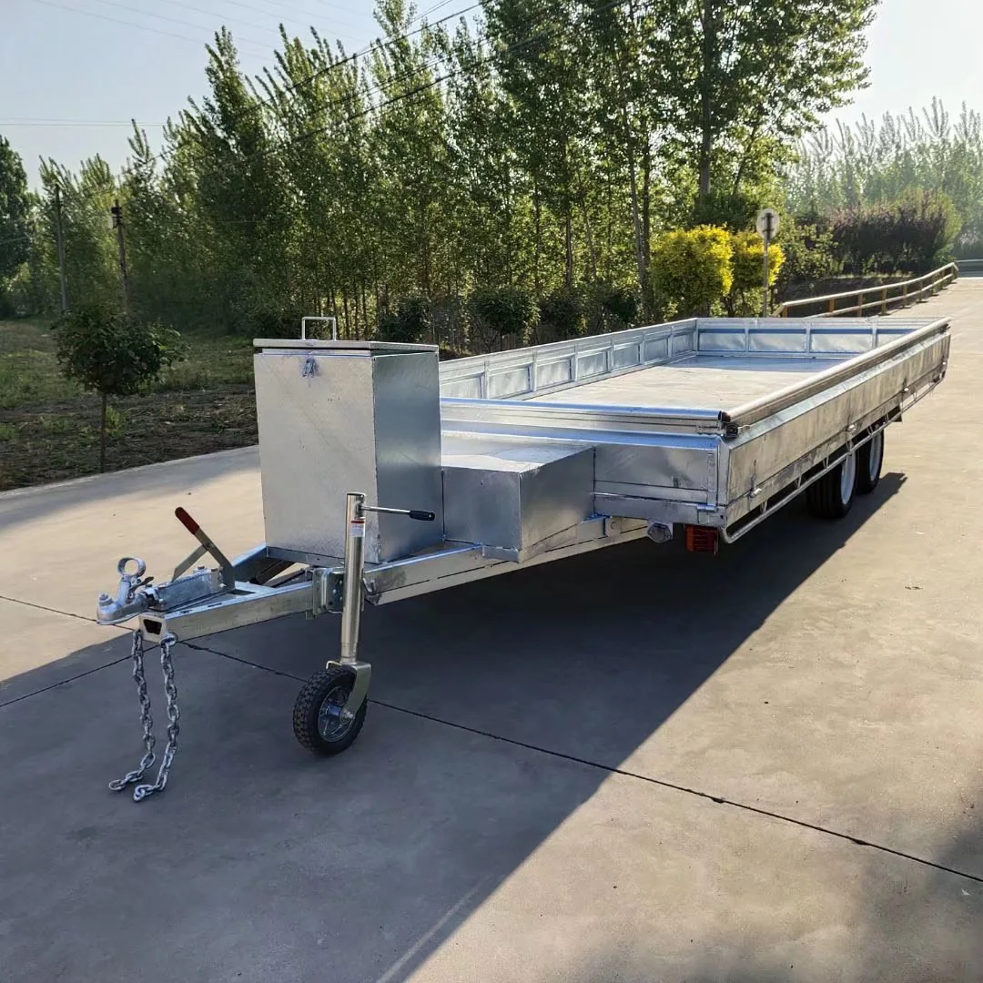 2.5 ton galvanized box plate trailer with protective baffle logistics traction flatbed truck tool transporter