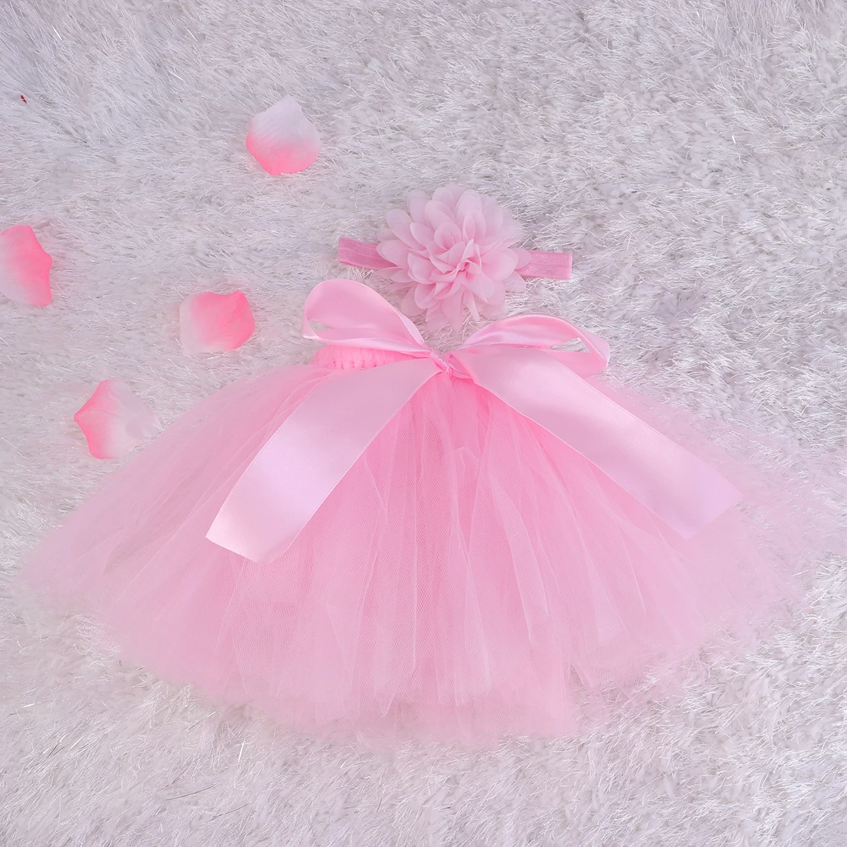 الوليد الرضع توتو تنورة الوردي القوس عقدة فستان الطفل التصوير الدعامة عقال الكروشيه ملابس الطفل الرضع توتو تنورة