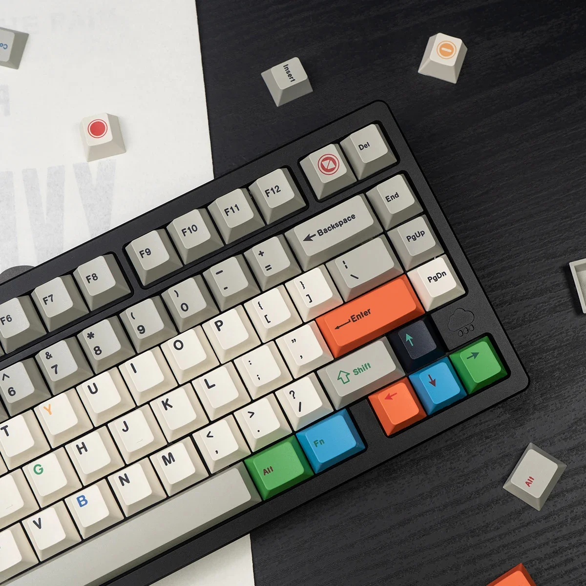 

Retro traffic light keycaps full set of PBT hot sublimation original magnetic axis wireless mechanical keyboard