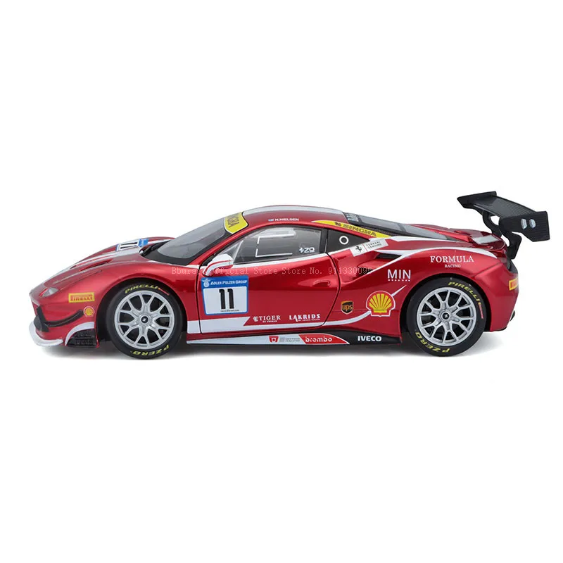 Bburago 1:24 Ferrari 2017 488 wyzwanie wyścigowy samochód luksusowy samochód wyścigowy odlewane samochody kolekcja zabawkowy Model prezent