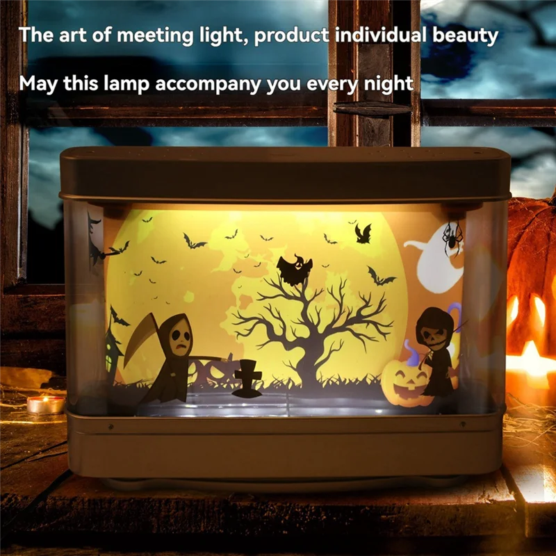 Luce per acquario Decorazione per acquario Luce notturna Lampada da tavolo a LED dinamica virtuale per Halloween per la decorazione della stanza Casa, ufficio