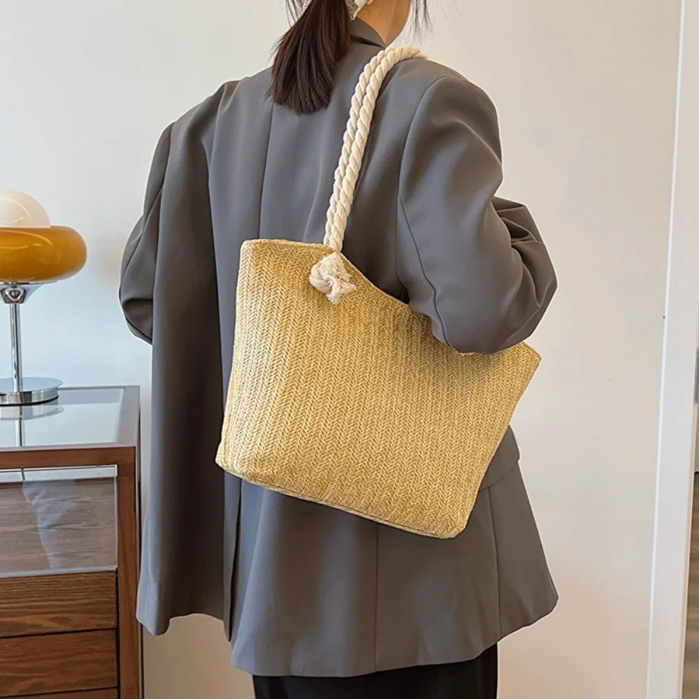 Neue Sommer-Strandtasche mit Großer Kapazität, Raffia Boho Schultertasche, Henkeltasche für Damen – Detail 20