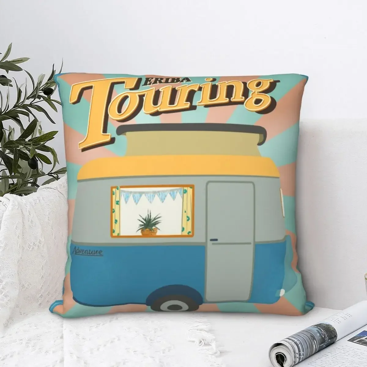

Vintage Touring Eriba Puck Adventure Square Pillowcase Cushion Cover Decorative Pillow Case Polyester Throw Pillow cover Home