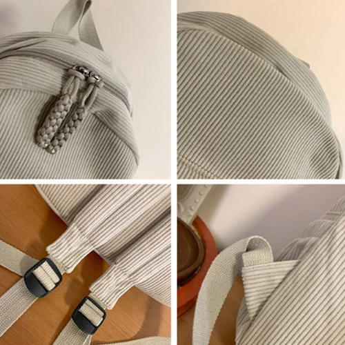 Imagen 2 del producto Mochilas japonesas de pana para mujer, mochila de viaje con múltiples bolsillos, mochila escolar de moda para volver a la escuela