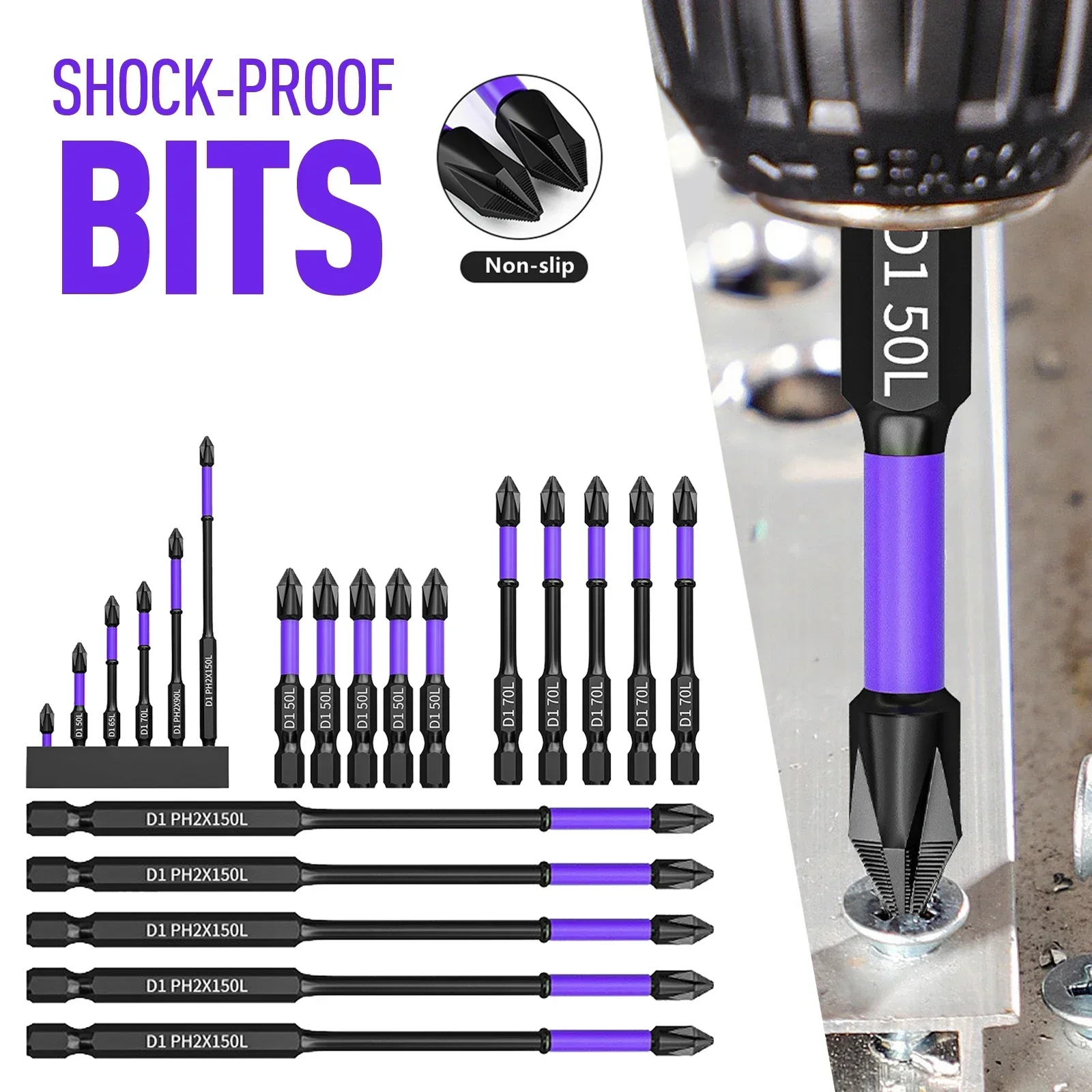 D1 Anti-Slip and Shock-Proof Bits Screwdriver Bits,High Hardness Strong Magnetic Tools