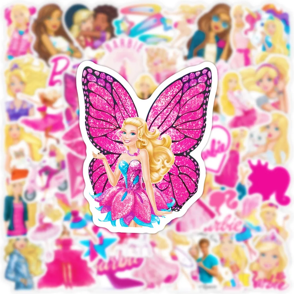 10/50pcs Disney Cartoon Anime Princess Barbie Stickers for Scrapbooking Notebook Fridge Laptop Suitcase Phone Sticker Kids Toy