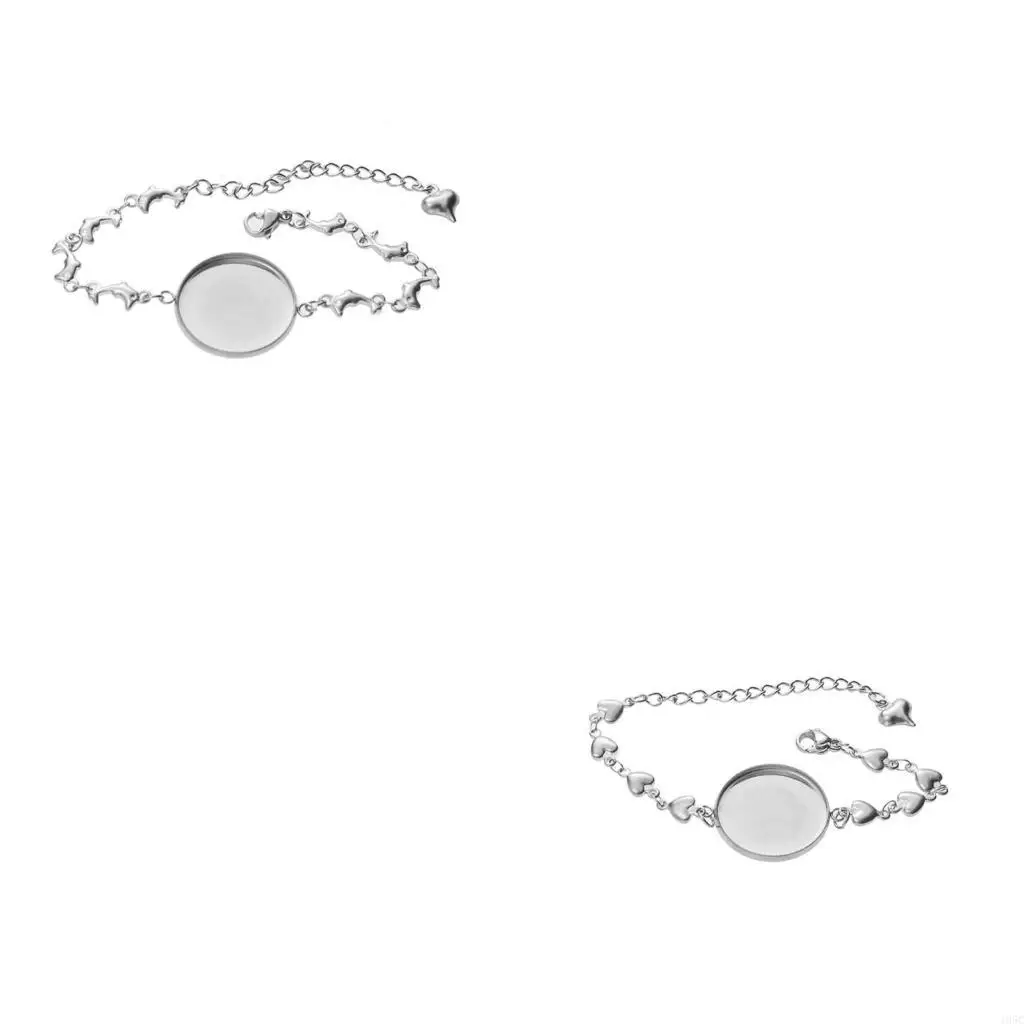 195C Bracelet Bezel Settings for Jewelry Making 20mm Steel Color Jewelry Bezel Base Round Bezel Tray Blank Bracelet DIY Craft