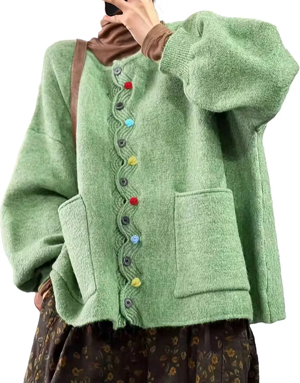 سترة نسائية للخريف والشتاء بأزرار على الموضة سترة حرارية للجيب ملابس نسائية مقاس كبير سترة خارجية من Vesten Dames سترة Mujer #6
