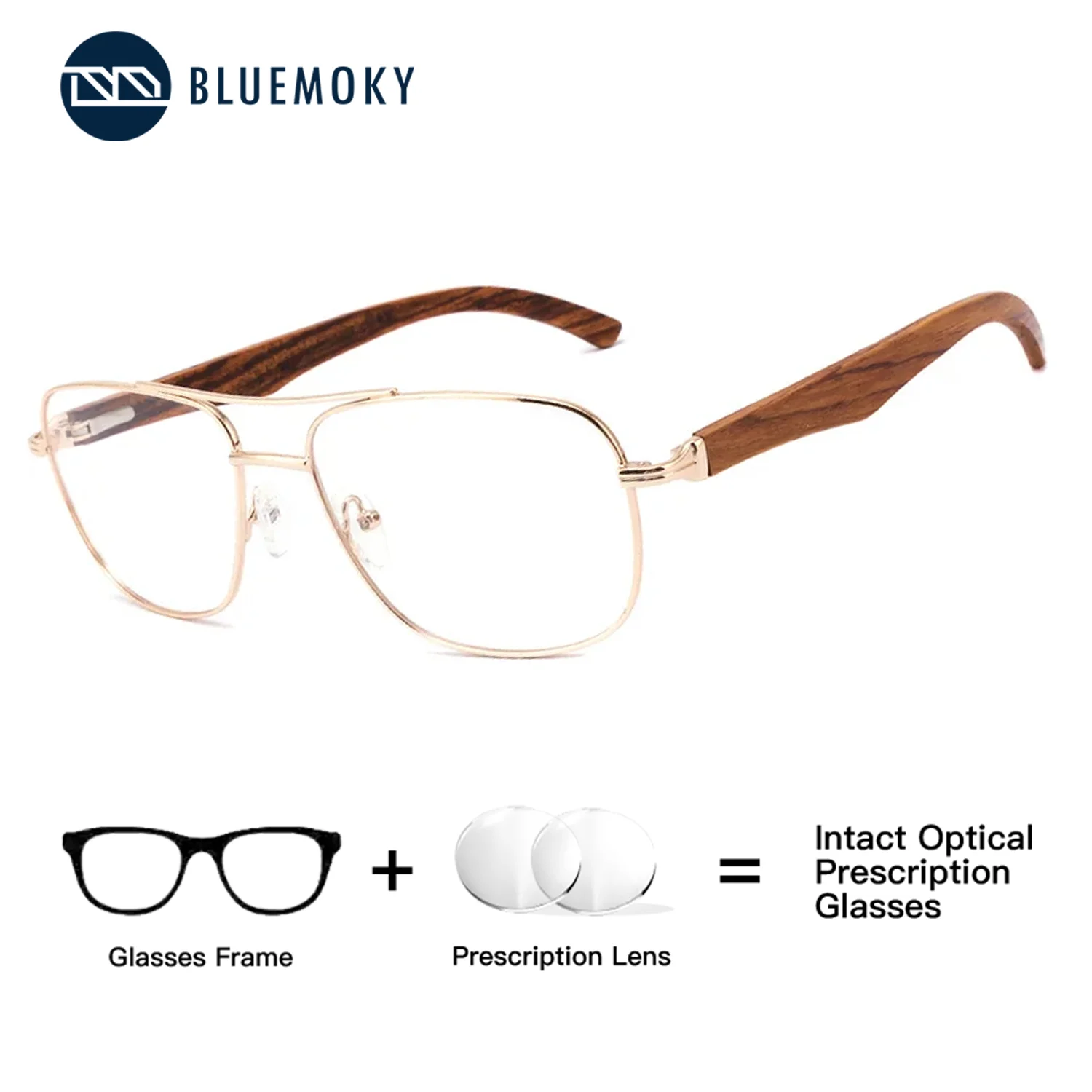 

BLUEMOKY Fashion Women Metal Pilot Vision Prescription Glasses Square Myopia Reading Eyewear Correction Optical Photochromism