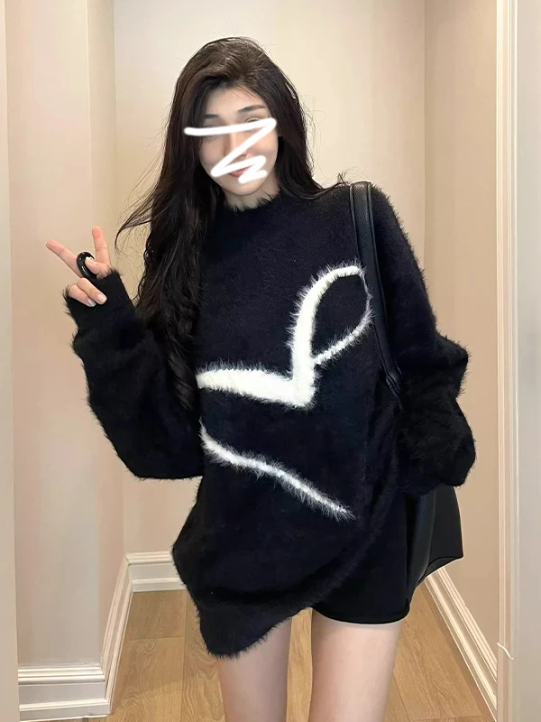 

Loose Thiened Knitted Sweater Women's Autumn Winter Inner Wear Casual Sle round Ne Long Sve Casual Faion Top