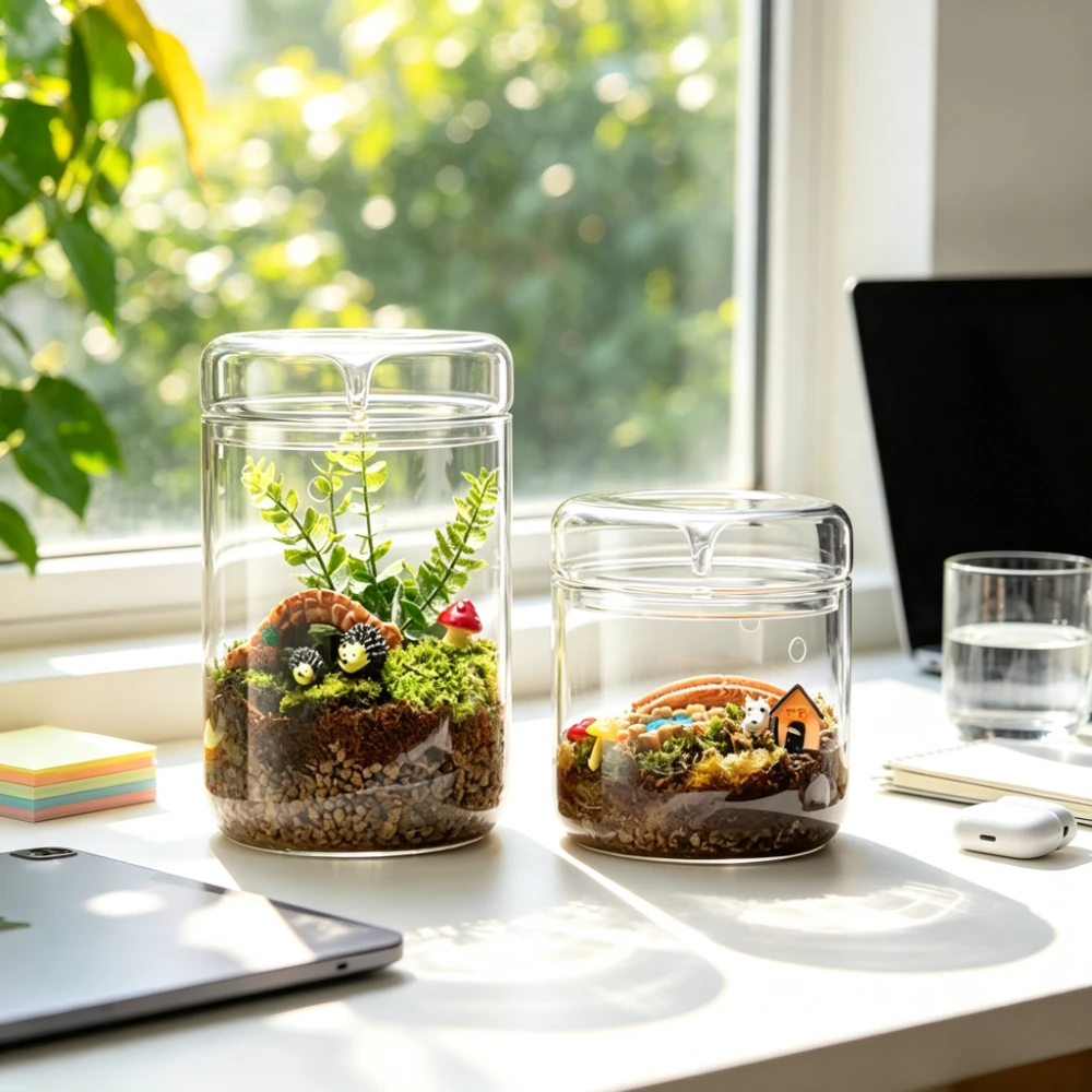 Transparent Desktop Micro Landscape Moss Bottle Dew Collection Glass Vase Plant Ecological Bottle Nordic Style Home Ornament